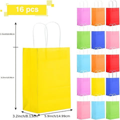 16pcs Colorful Gift Tote Bags for Various Occasions