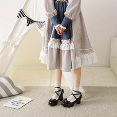 Women's Chunky Heels with Bowknot Decor, Sweet Strawberry Detail