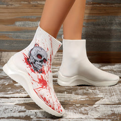 Women's Skull & Blood Ankle Boots Halloween Sneakers