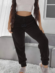 Cozy Fuzzy Lounge Pants with Pompom Decor