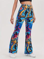 Flare Leg High Waist Pants Graphic Print
