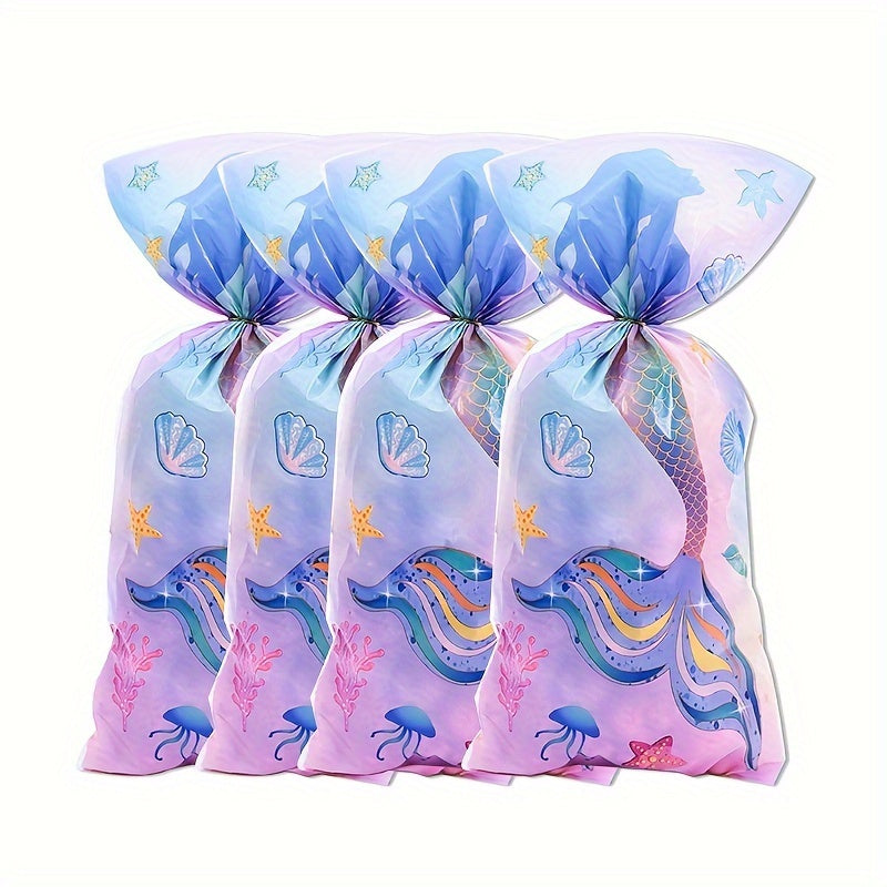 50pcs Mermaid Party Candy Gift Bags Biscuit Packing Bag