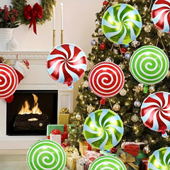 2pcs Christmas Foil Balloons Lollipop Party Balloons Red And Green Balloons