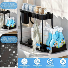 Double Layer Under Sink Organizer Kitchen Bathroom Storage Shelf
