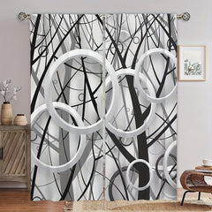 Gray Art Curtain Rod Pocket Digital Printed Curtains