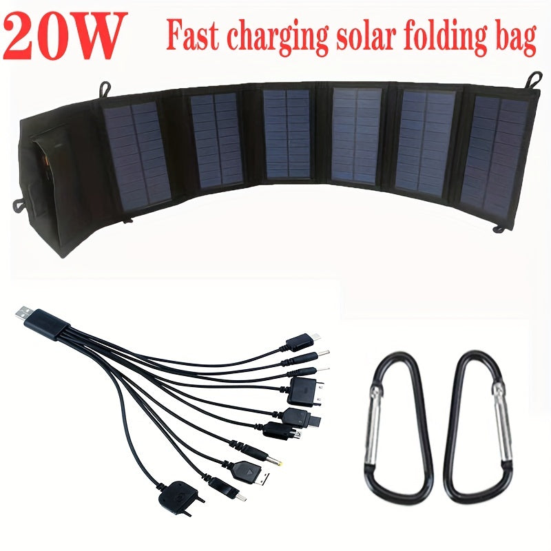 20W Solar Folding Bag Dual USB Fast Charging Portable Solar Panel