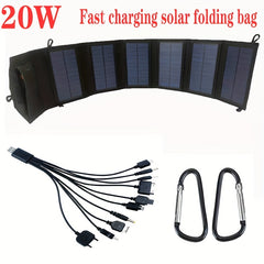 20W Solar Folding Bag Dual USB Fast Charging Portable Solar Panel