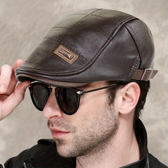 Men's Vintage PU Leather Newsboy Cap for Driving