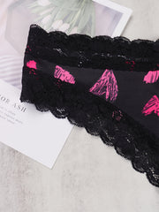5 Pack Plus Size Lace Heart & Bow Print Panties Set