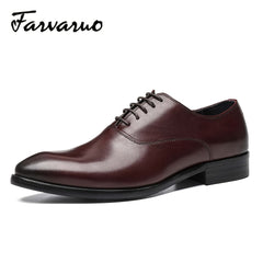 FARWARWO Men's Leather Oxford Shoes Pointed Toe Formal Comfortable Dress Shoes