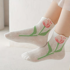Cartoon Ruffled Flower Knit Crew Socks for Kids