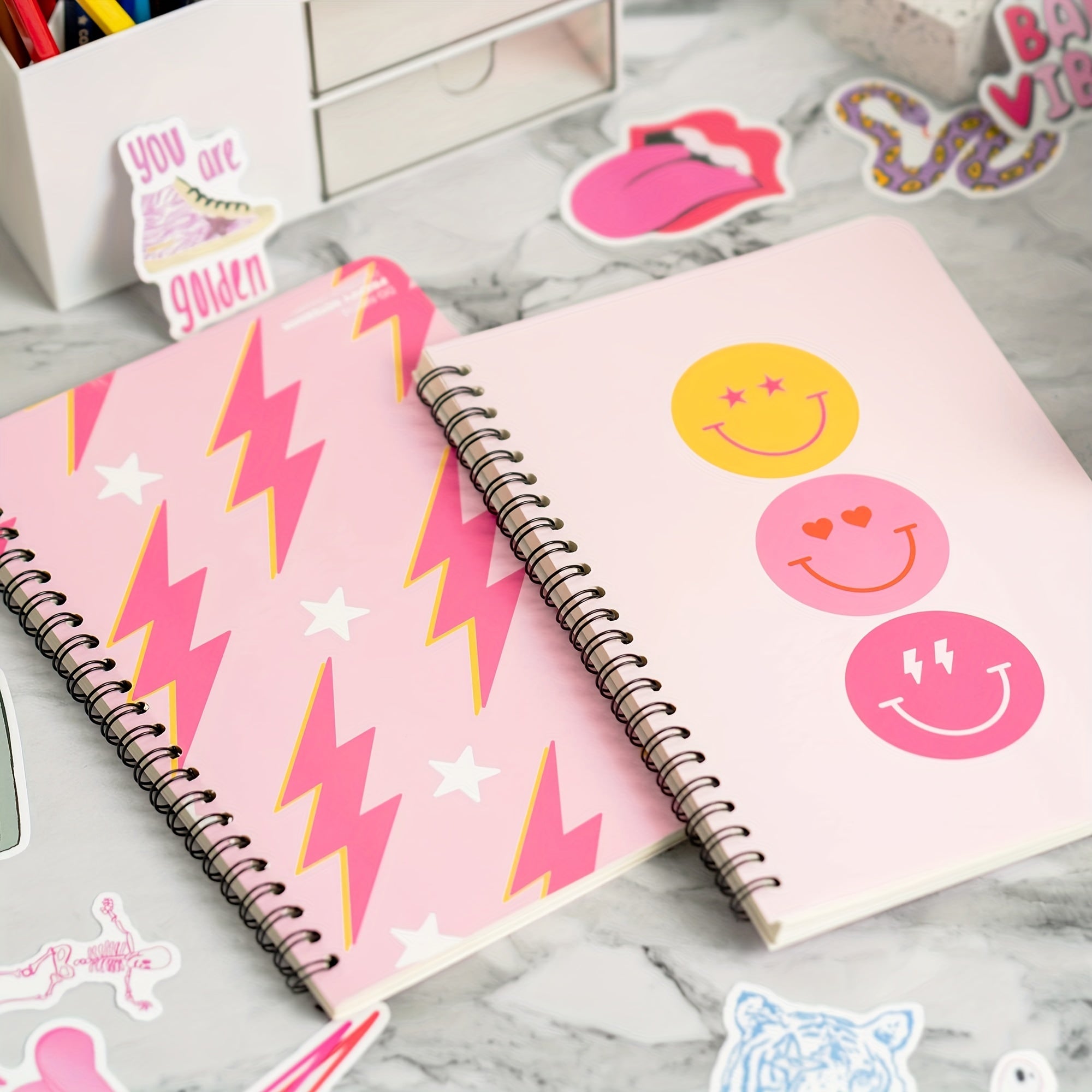 2 Packs Preppy A5 Notebooks for Teen Girls Hardcover Spiral Journals