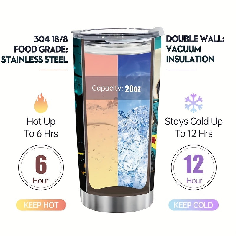 590ml Halloween Printed Stainless Steel Water Cup Double layer Leakproof Bottle