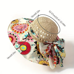 Hollow Crochet Boho Sun Hat Wide Brim Bowknot Beach Hat
