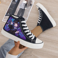 Anime Girl Print Plush Lined Chunky Canvas Sneakers