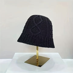 Ribbed Crochet Bucket Hat Solid Hollow Breathable Cloche