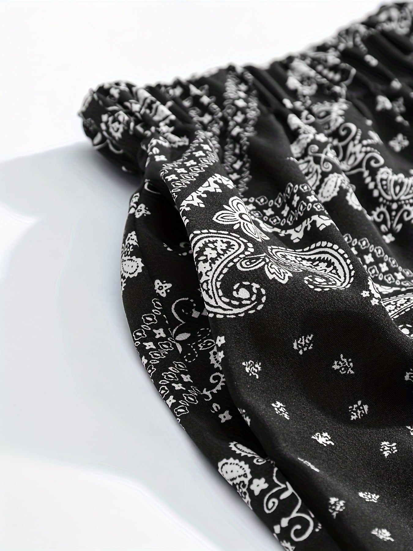 Paisley Scarf Print Wide Leg Pants