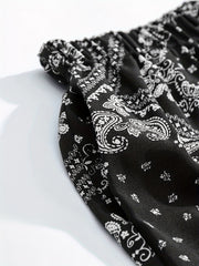 Paisley Scarf Print Wide Leg Pants