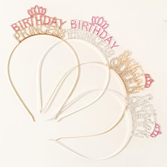 Golden Rhinestone Princess Headband Birthday Hair Band