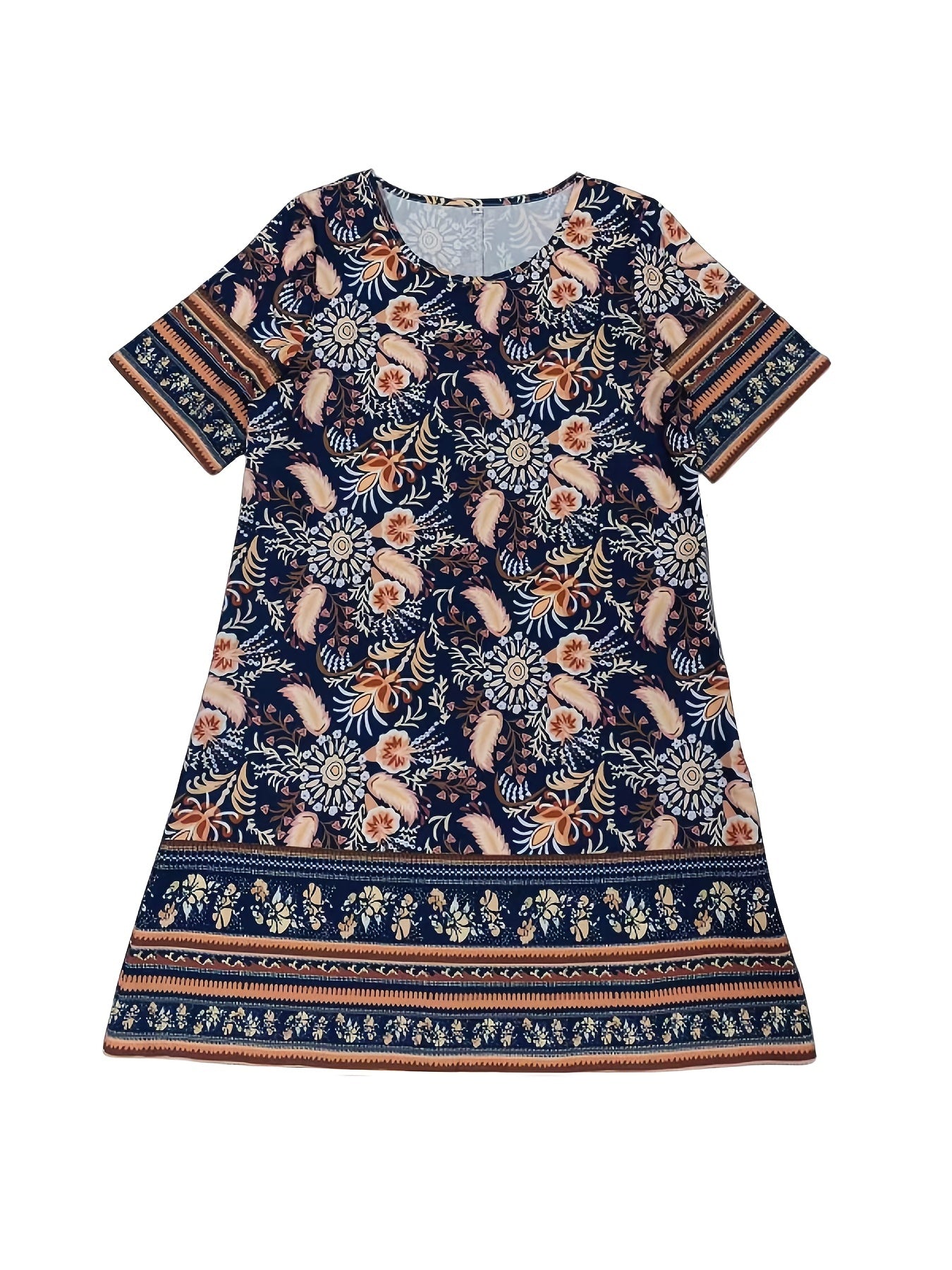Floral Print Boho Short Sleeve Dress for Women