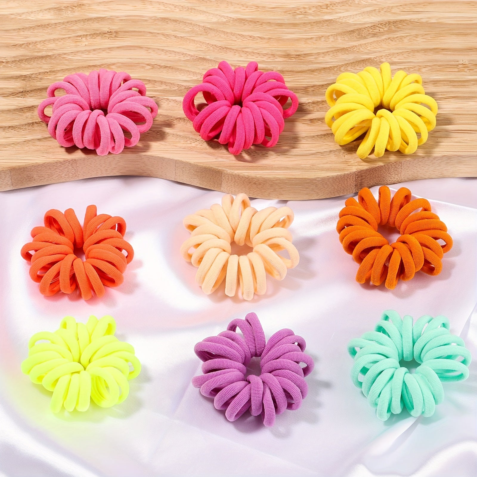 100pcs Candy Elastic Hair Ties Girls Hair Accessories Holiday Gift