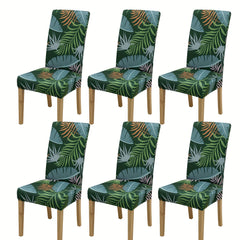 6pcs Printed Elastic Chair Covers Dining Chair Slipcovers for Home Decor