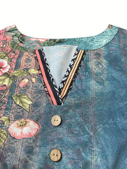 Floral Print Short Sleeve Summer Dress With Pockets
