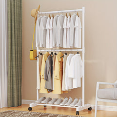 Single Pole Coat Rack With Pulley 2 Layers Clothes Ra...