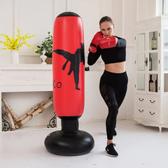 Inflatable Boxing Bag Stand 63in Fitness Training Punching Bag