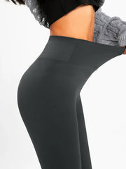 Sports Leggings Women's Plus Solid Fleece High Rise Skinny Leggings