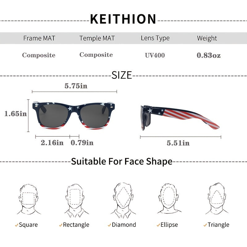 2 Pcs National Flag Frame Classic Rectangle Unisex Sunglasses