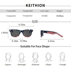 2 Pcs National Flag Frame Classic Rectangle Unisex Sunglasses