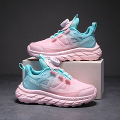 Boys' Low Top Sneakers with Rotating Button Breathable Running Shoes