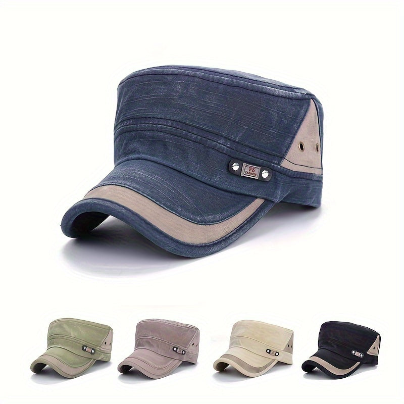 Men's Distressed Vintage Military Flat Top Sun Hat