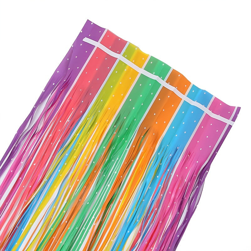 Macaron Rainbow Star Rain Silk Curtain Background Decoration