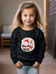 Merry Christmas Santa Print Girls Sweatshirt