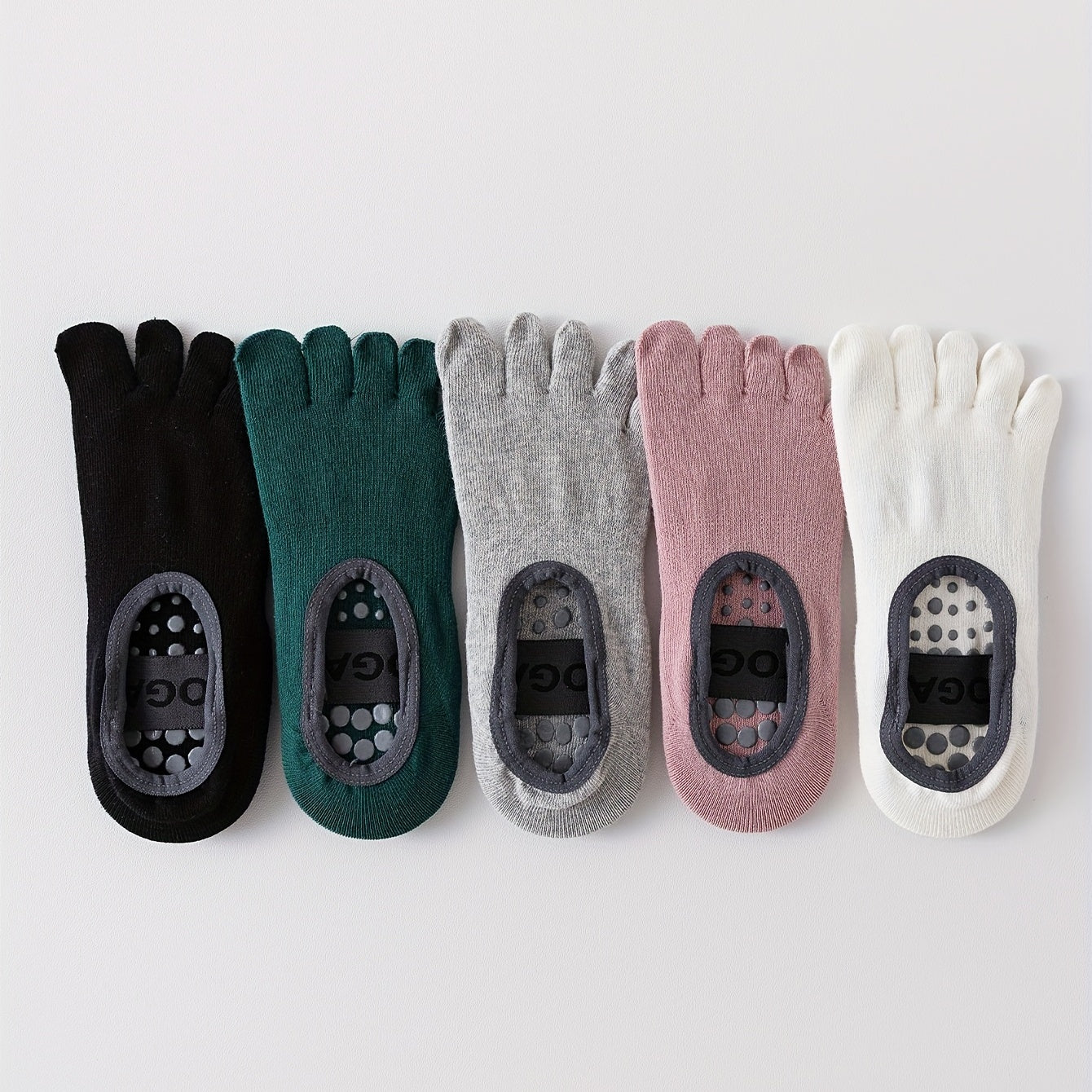 5 Pairs Mix Yoga Socks Anti-Skid Grips Five Toe Split Socks