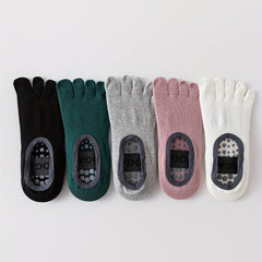 5 Pairs Mix Yoga Socks Anti-Skid Grips Five Toe Split Socks