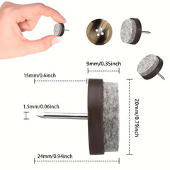 4pcs Furniture Glide Screw On Felt Pad Slider Floor Protector