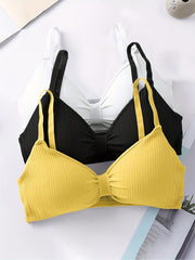 3pcs Girls Wrapped Chest Cami Vests Backless Tube Tops Push Up Bras