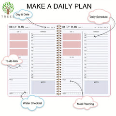 Daily Planner Undated Hourly Schedule To Do List & Meal Planner