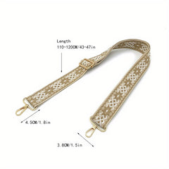 Geometric Pattern Embroidered Bag Strap Wide Adjustable Travel Accessory