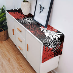 Abstract Floral Fabric Table Runner Red 33x182 cm