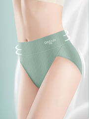 6pcs Striped Fabric Briefs Mid Waist Cotton Panties