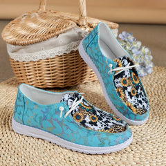 Women's Sunflower Patchwork Flat Shoes Lace Up