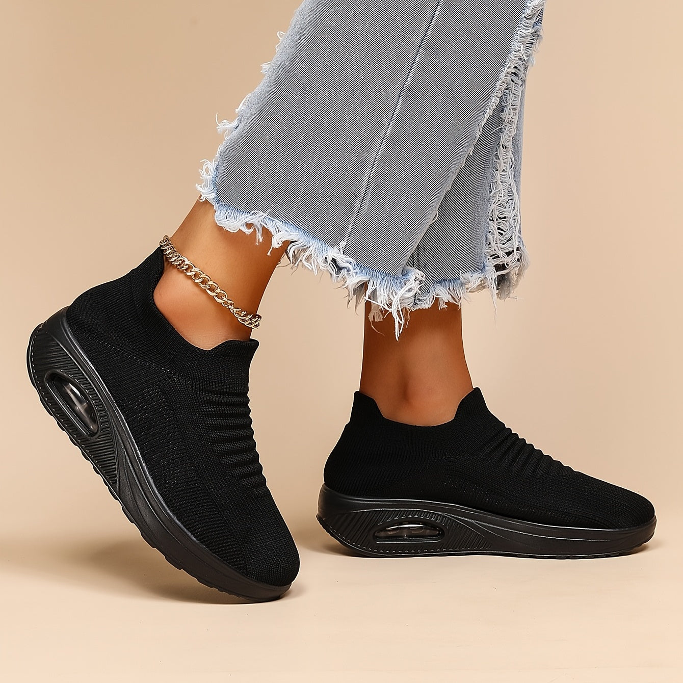 Women's Breathable Knit Sneakers Low Top Slip On Shoes