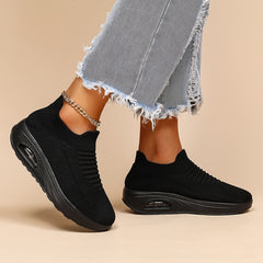 Women's Breathable Knit Sneakers Low Top Slip On Shoes