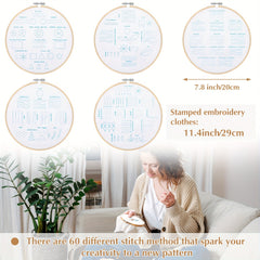 5 Sets Embroidery Starters Kit For Beginners - Stamped Cross Stitch
