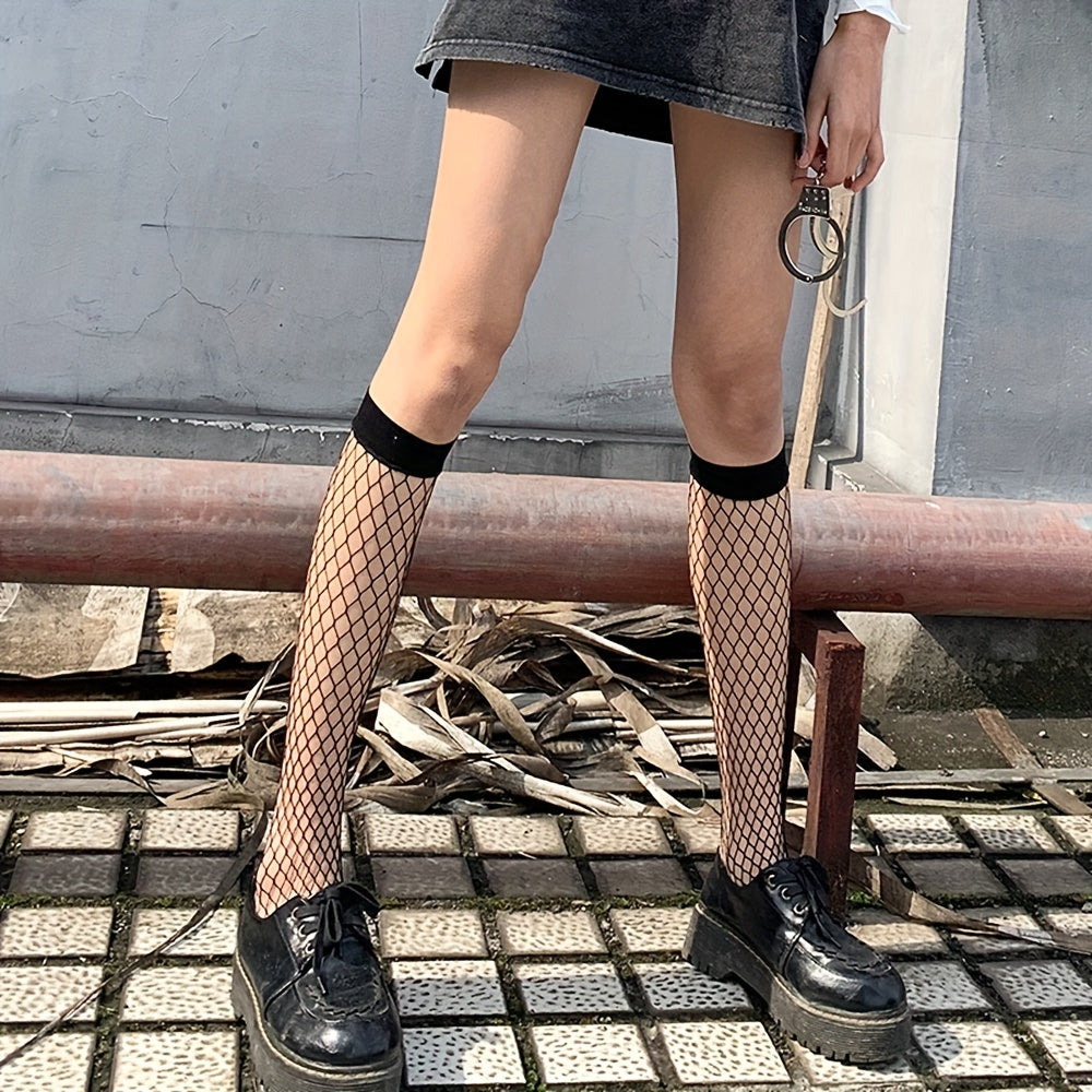 Fishnet Calf Socks Hollow Knee High Stockings