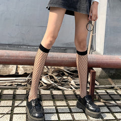 Fishnet Calf Socks Hollow Knee High Stockings